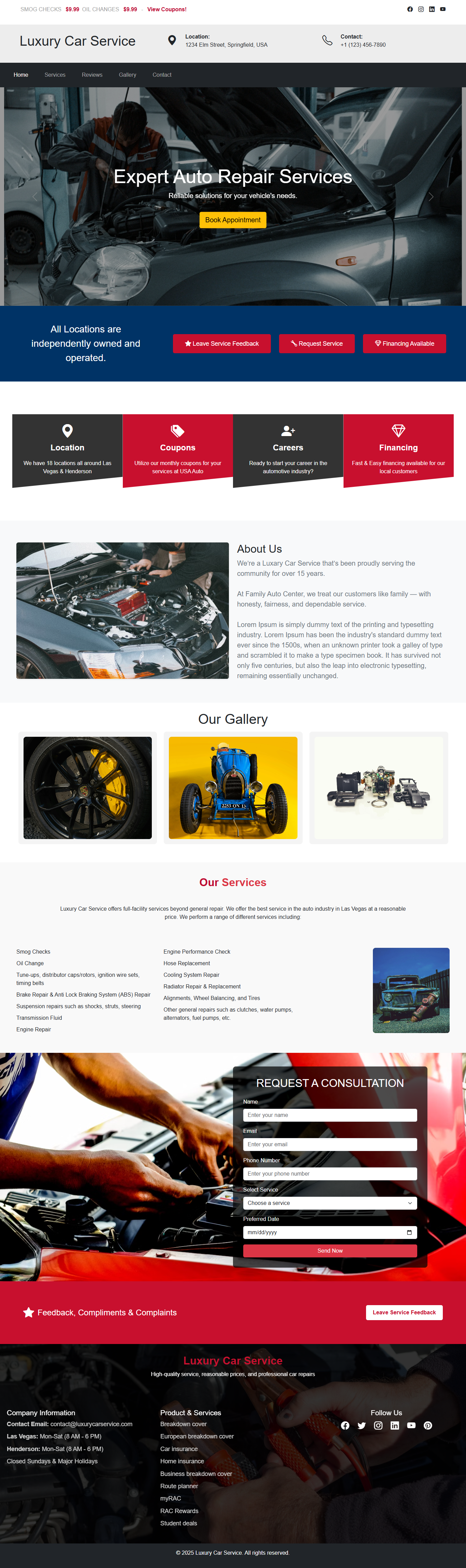 Luxury Car Service HTML Template using Bootstrap